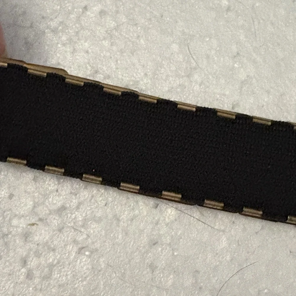 VTG 70s Stretch Belt Gold Tone Flower Buckle Plates 29-40